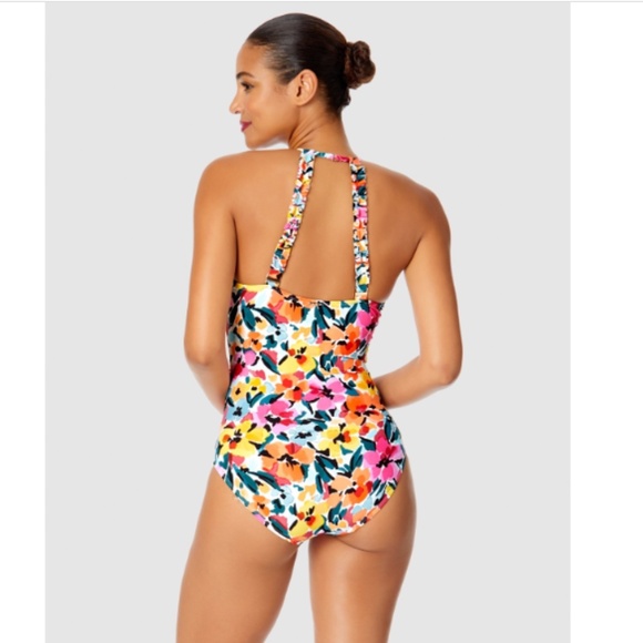 Anne Cole Gradient Floral High-Neck 1-Piece Swimsuit for Ladies Size 8 3517 - Picture 2 of 2